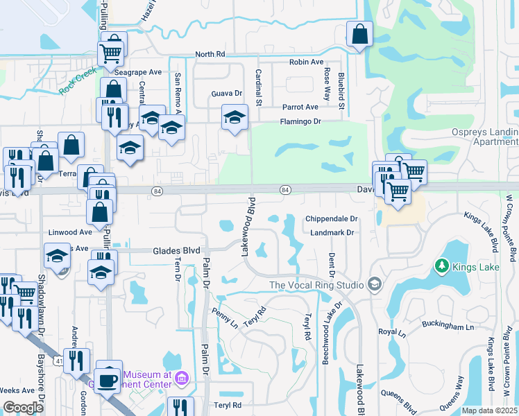 map of restaurants, bars, coffee shops, grocery stores, and more near 4030 Ice Castle Way in Naples
