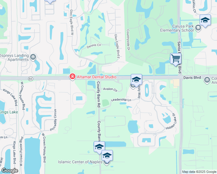 map of restaurants, bars, coffee shops, grocery stores, and more near 6953 Avalon Circle in Naples