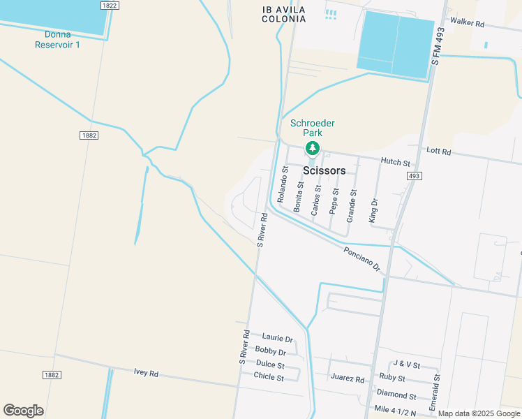 map of restaurants, bars, coffee shops, grocery stores, and more near 2613 Carnation Circle in Donna