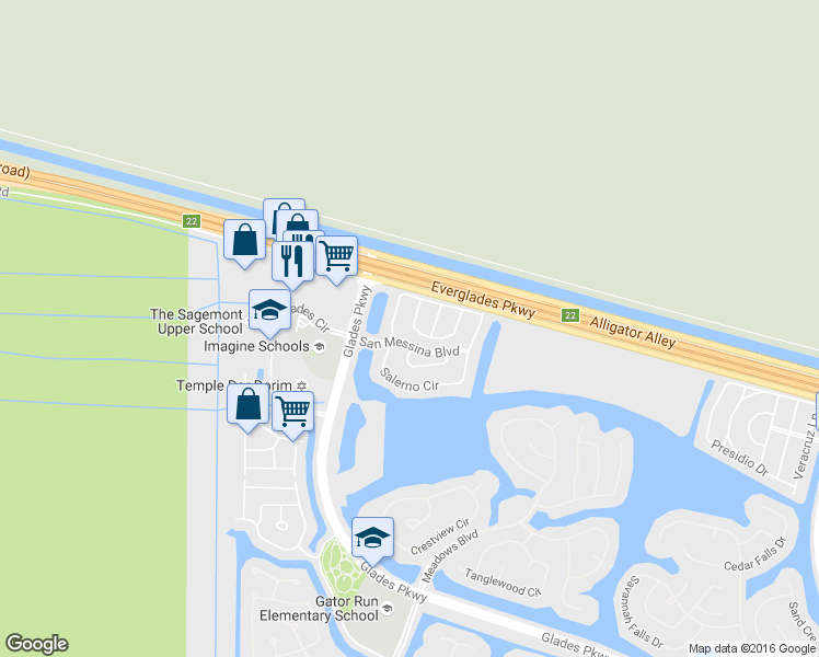 map of restaurants, bars, coffee shops, grocery stores, and more near 2090 Madeira Drive in Weston