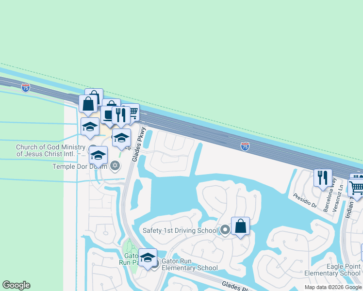 map of restaurants, bars, coffee shops, grocery stores, and more near 1999 Madeira Drive in Weston