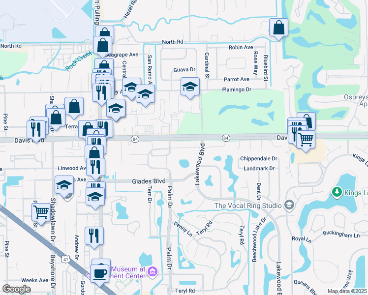map of restaurants, bars, coffee shops, grocery stores, and more near 4057 Northlight Drive in Naples