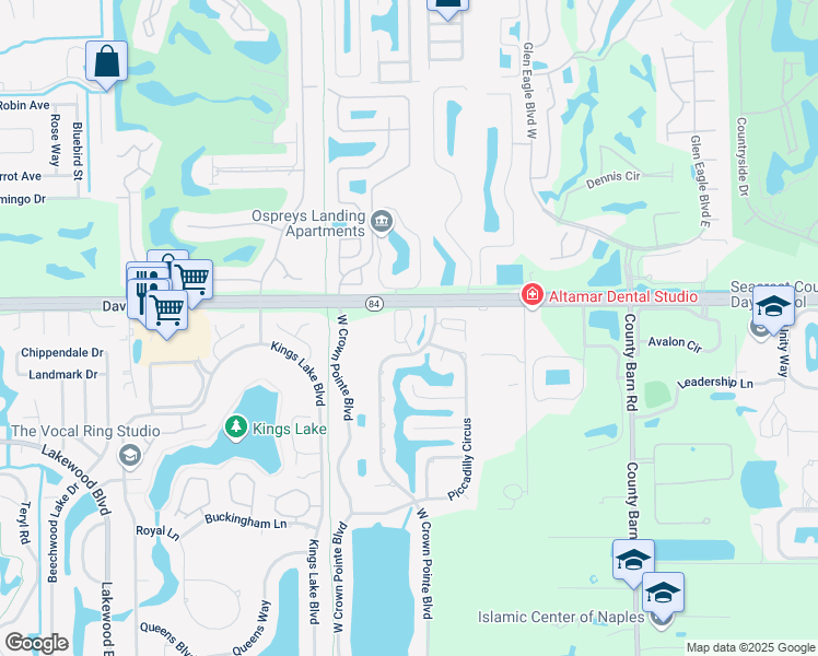 map of restaurants, bars, coffee shops, grocery stores, and more near 1758 Reuven Circle in Naples