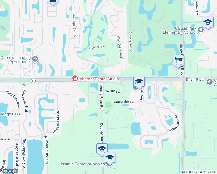 map of restaurants, bars, coffee shops, grocery stores, and more near 6953 Avalon Circle in Naples