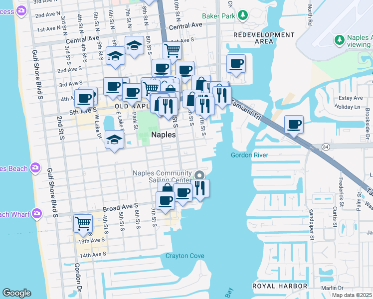 map of restaurants, bars, coffee shops, grocery stores, and more near 962 9th Avenue South in Naples
