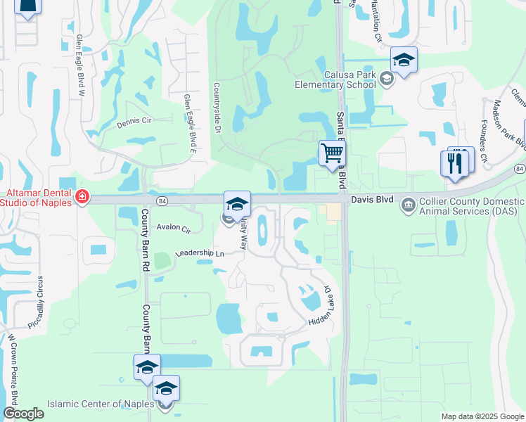 map of restaurants, bars, coffee shops, grocery stores, and more near 1715 Windy Pines Drive in Naples