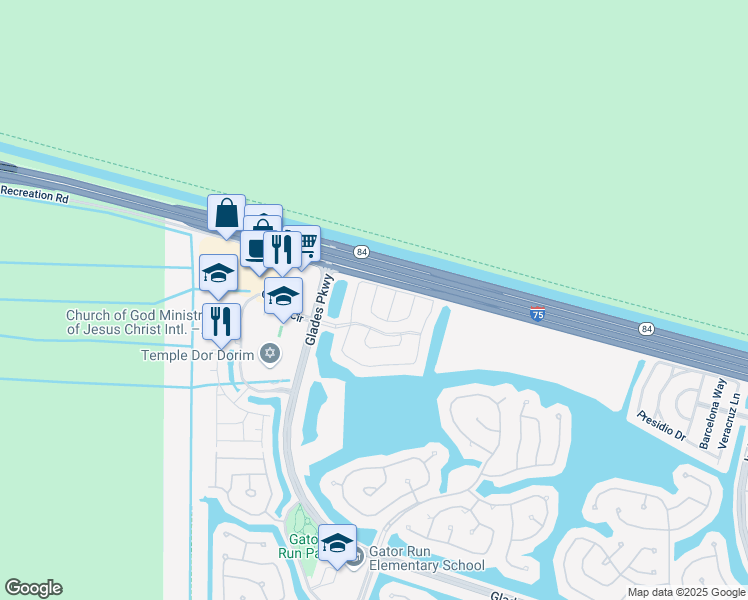 map of restaurants, bars, coffee shops, grocery stores, and more near 2090 Madeira Drive in Weston
