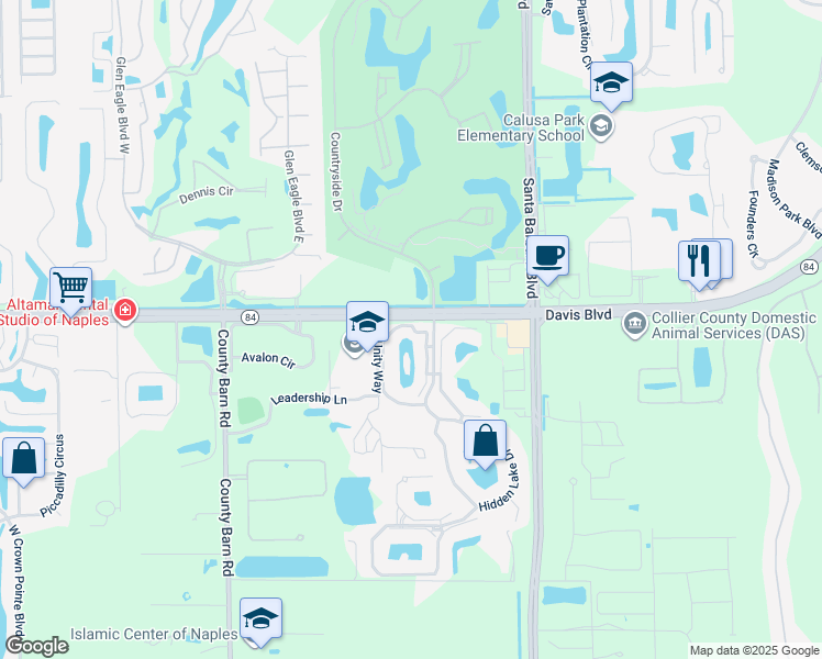 map of restaurants, bars, coffee shops, grocery stores, and more near 1715 Windy Pines Drive in Naples