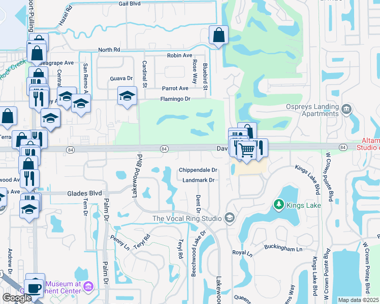 map of restaurants, bars, coffee shops, grocery stores, and more near 4170 Looking Glass Lane in Naples