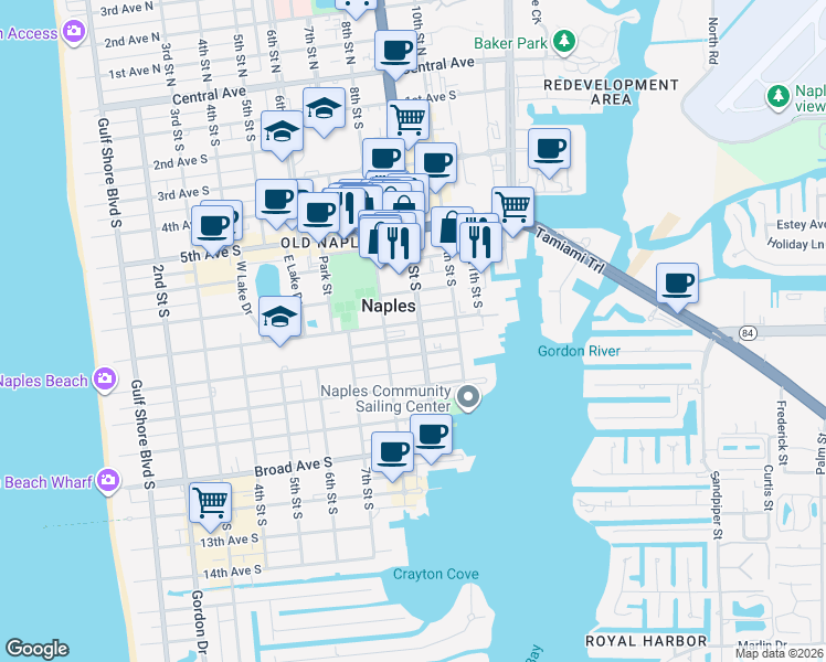map of restaurants, bars, coffee shops, grocery stores, and more near in Naples