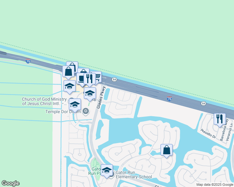 map of restaurants, bars, coffee shops, grocery stores, and more near 2268 Salerno Circle in Weston