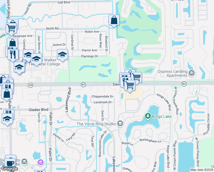map of restaurants, bars, coffee shops, grocery stores, and more near 4798 Davis Boulevard in Naples