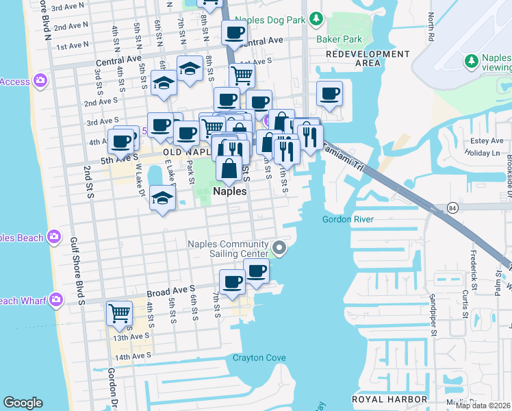 map of restaurants, bars, coffee shops, grocery stores, and more near 969 8th Avenue South in Naples