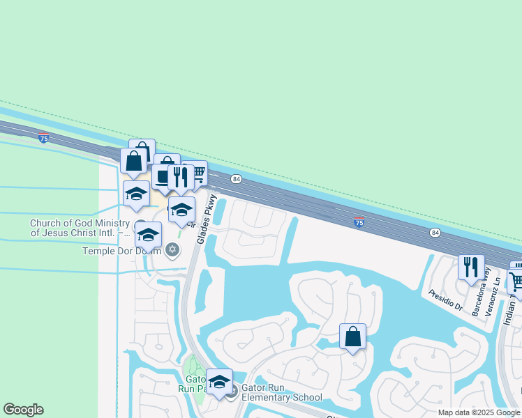 map of restaurants, bars, coffee shops, grocery stores, and more near 2015 Salerno Circle in Weston