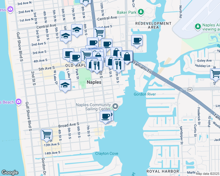 map of restaurants, bars, coffee shops, grocery stores, and more near 969 8th Avenue South in Naples