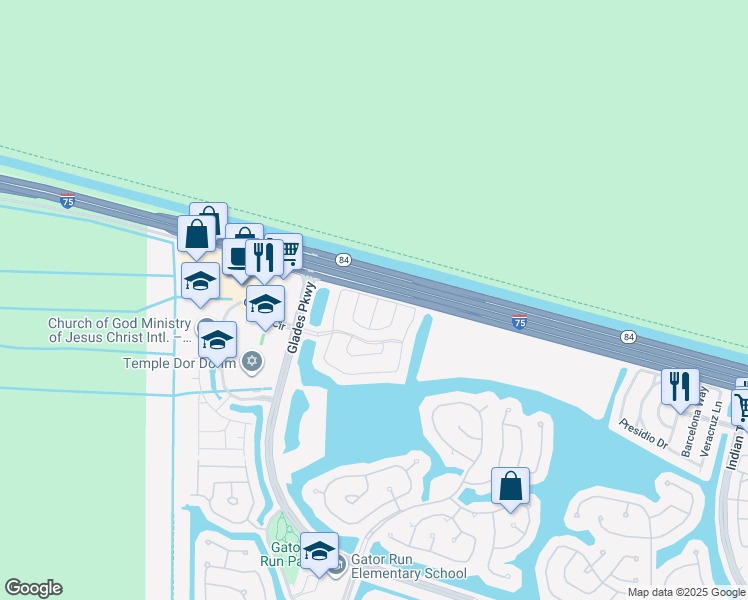 map of restaurants, bars, coffee shops, grocery stores, and more near 2015 Salerno Circle in Weston