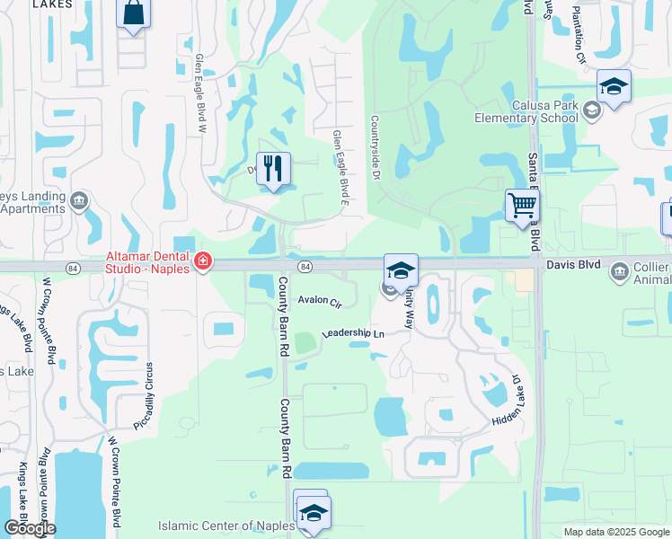 map of restaurants, bars, coffee shops, grocery stores, and more near 6901 Avalon Circle in Naples
