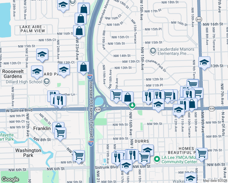 map of restaurants, bars, coffee shops, grocery stores, and more near 1123 Northwest 17th Avenue in Fort Lauderdale
