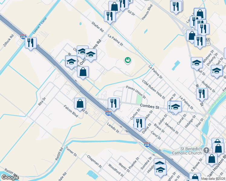 map of restaurants, bars, coffee shops, grocery stores, and more near 1790 Chapa Street in San Benito