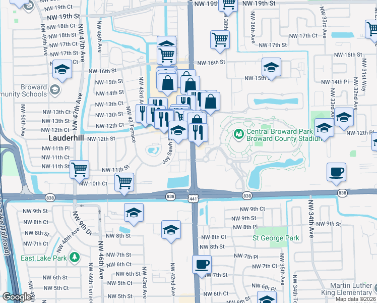 map of restaurants, bars, coffee shops, grocery stores, and more near 4008 Northwest 11th Court in Plantation