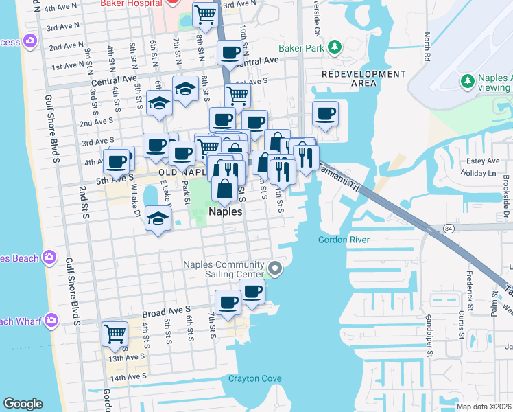map of restaurants, bars, coffee shops, grocery stores, and more near 969 8th Avenue South in Naples