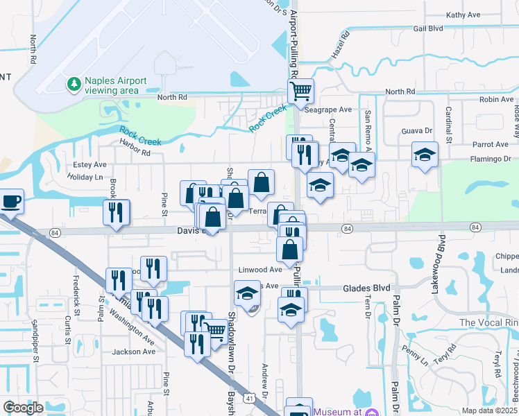 map of restaurants, bars, coffee shops, grocery stores, and more near 3024 Terrace Avenue in Naples
