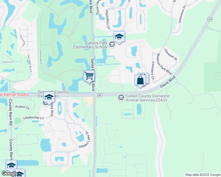 map of restaurants, bars, coffee shops, grocery stores, and more near 7525 Davis Boulevard in Naples