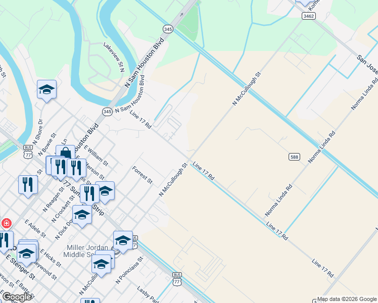 map of restaurants, bars, coffee shops, grocery stores, and more near 145-499 Mile 17 Rd in San Benito