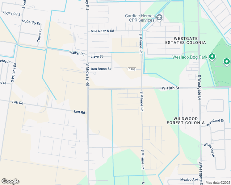map of restaurants, bars, coffee shops, grocery stores, and more near 2752 West 18th Street in Weslaco
