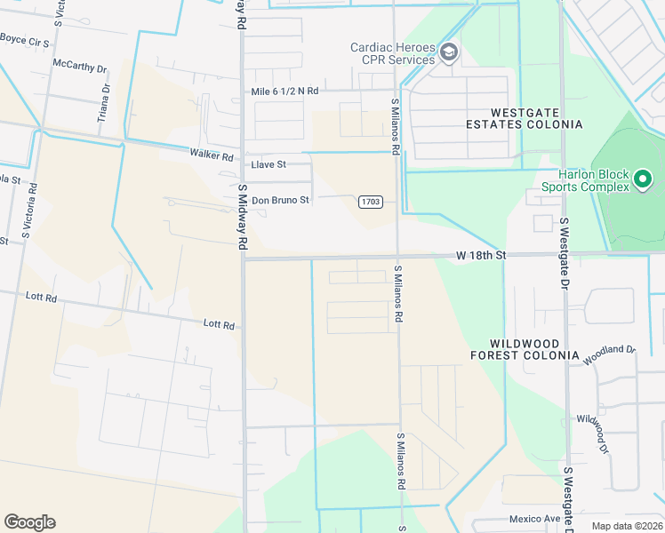 map of restaurants, bars, coffee shops, grocery stores, and more near 2752 West 18th Street in Weslaco