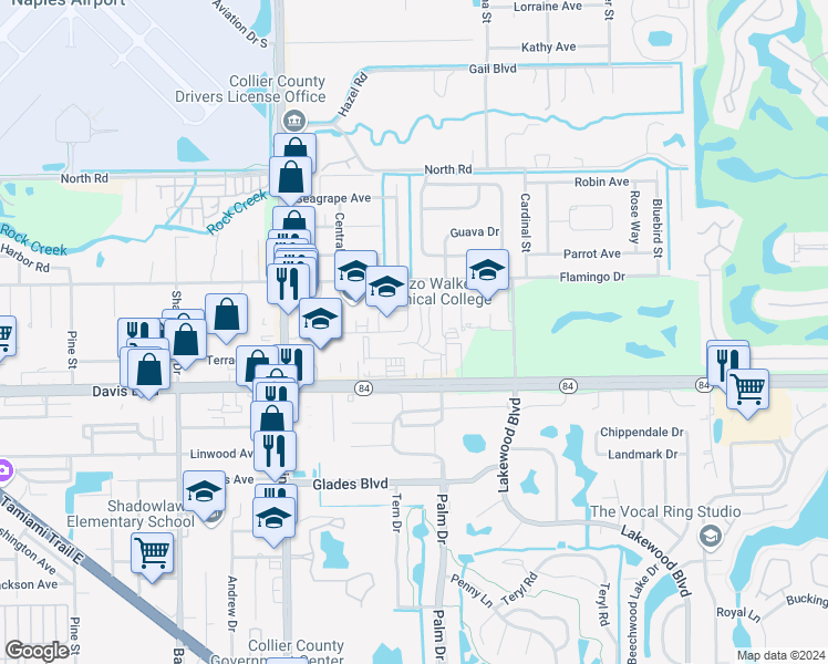 map of restaurants, bars, coffee shops, grocery stores, and more near 1380 Green Valley Circle in Naples