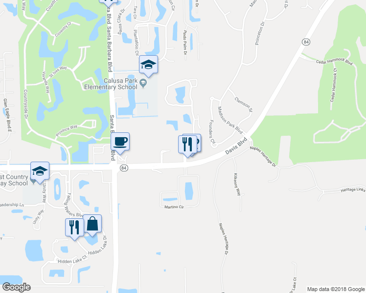 map of restaurants, bars, coffee shops, grocery stores, and more near 1309 Wildwood Lakes Boulevard in Naples