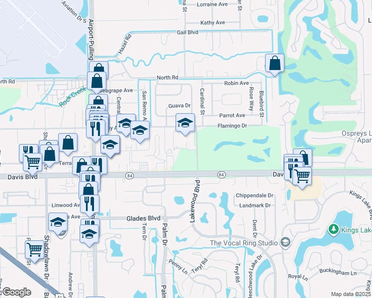 map of restaurants, bars, coffee shops, grocery stores, and more near 4100 Estey Avenue in Naples