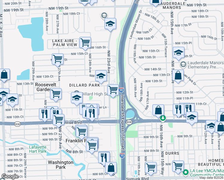 map of restaurants, bars, coffee shops, grocery stores, and more near 1226 NW 23rd Ave in Fort Lauderdale
