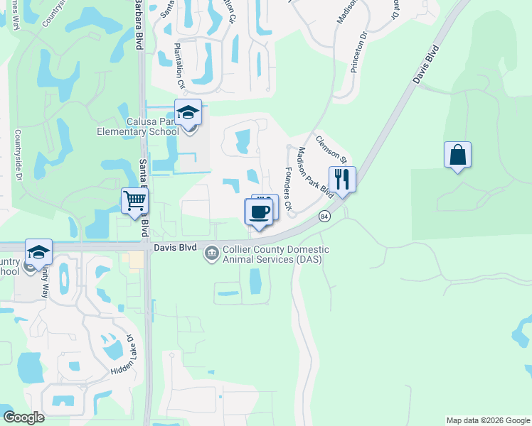 map of restaurants, bars, coffee shops, grocery stores, and more near 1440 Wildwood Lakes Boulevard in Naples