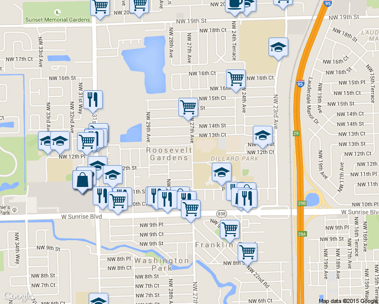 map of restaurants, bars, coffee shops, grocery stores, and more near 1220 Northwest 27th Avenue in Pompano Beach