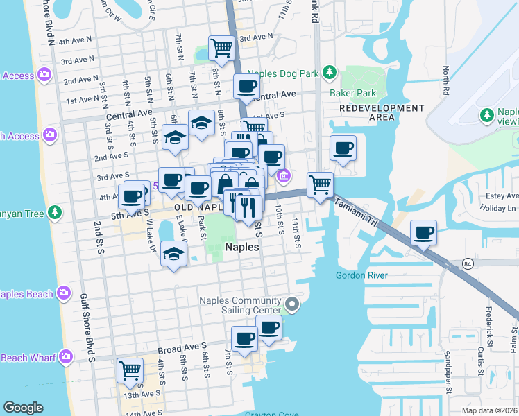 map of restaurants, bars, coffee shops, grocery stores, and more near in Naples