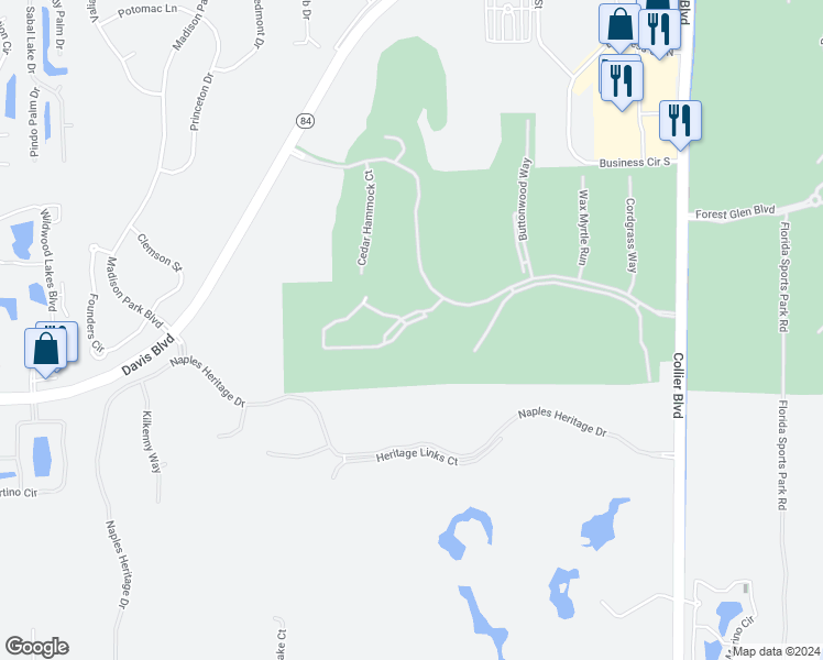 map of restaurants, bars, coffee shops, grocery stores, and more near 8560 Cedar Hammock Circle in Naples