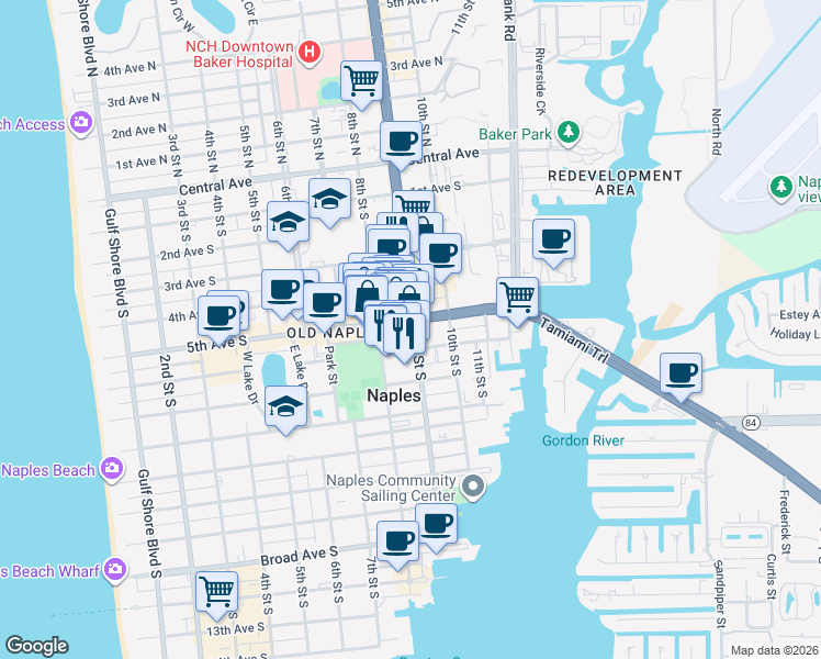 map of restaurants, bars, coffee shops, grocery stores, and more near in Naples