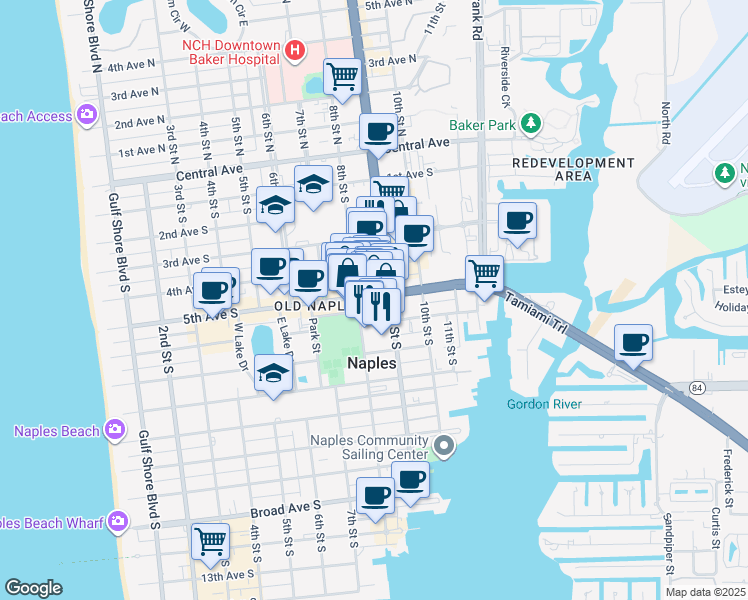 map of restaurants, bars, coffee shops, grocery stores, and more near in Naples