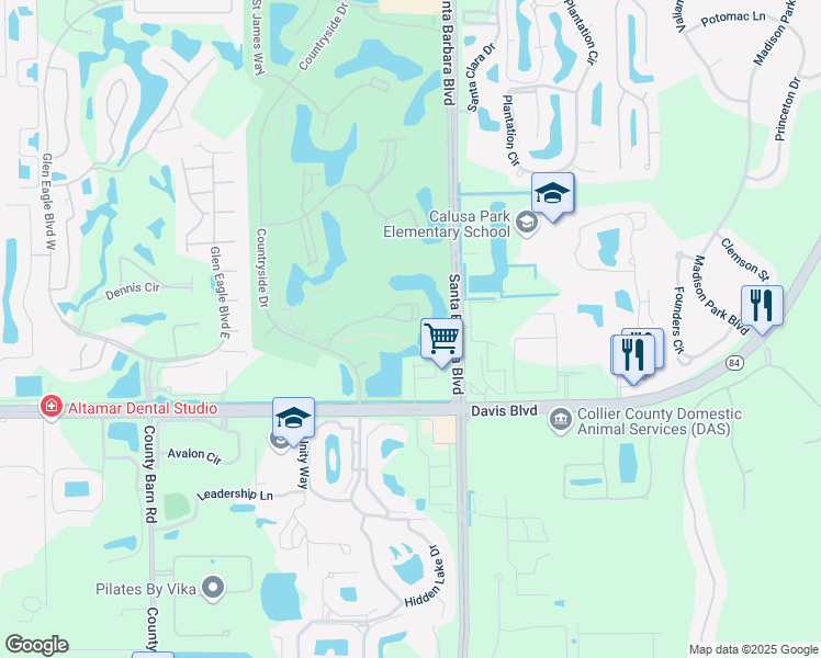 map of restaurants, bars, coffee shops, grocery stores, and more near 7320 Province Way in Naples