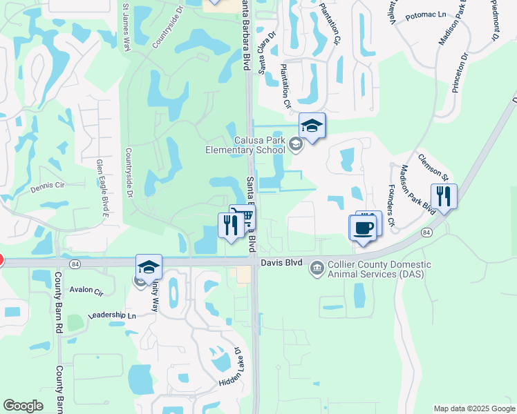 map of restaurants, bars, coffee shops, grocery stores, and more near 4227-4699 Santa Barbara Blvd in Naples