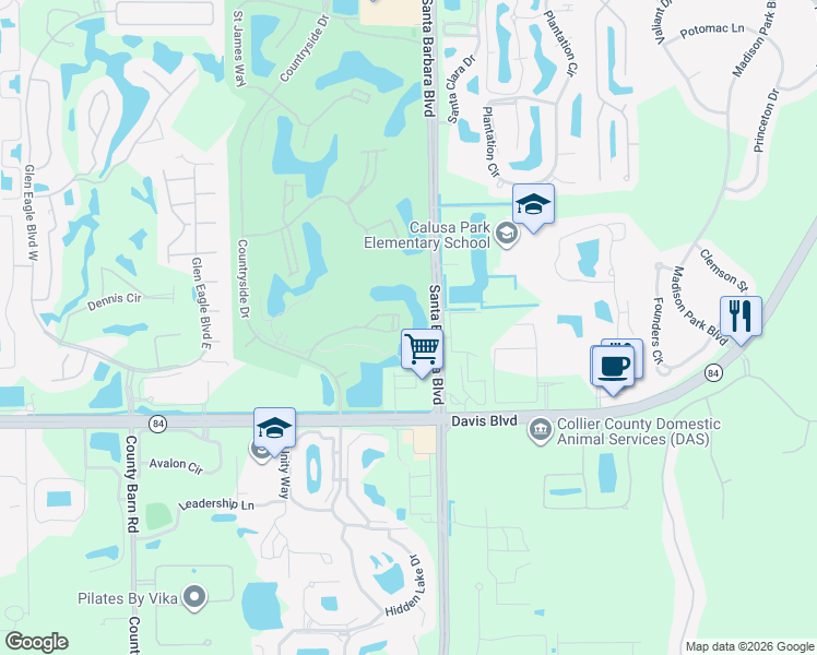 map of restaurants, bars, coffee shops, grocery stores, and more near 7320 Province Way in Naples