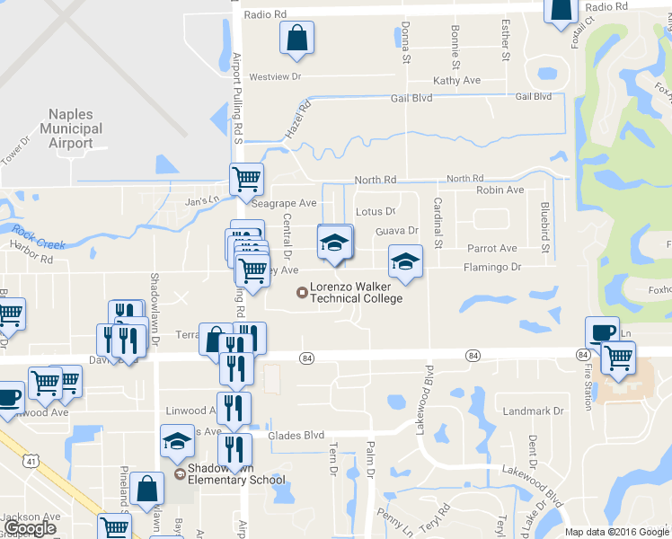 map of restaurants, bars, coffee shops, grocery stores, and more near 3706 Estey Avenue in Naples