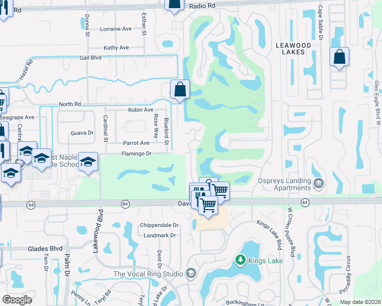map of restaurants, bars, coffee shops, grocery stores, and more near 1116 Foxfire Lane in Naples
