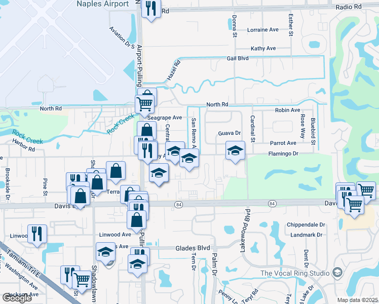 map of restaurants, bars, coffee shops, grocery stores, and more near 3675 Estey Avenue in Naples