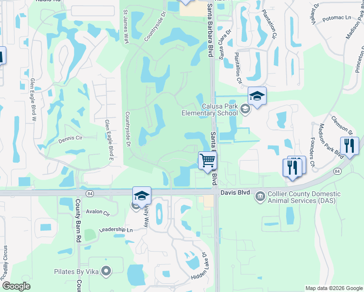 map of restaurants, bars, coffee shops, grocery stores, and more near 7300 Province Way in Naples