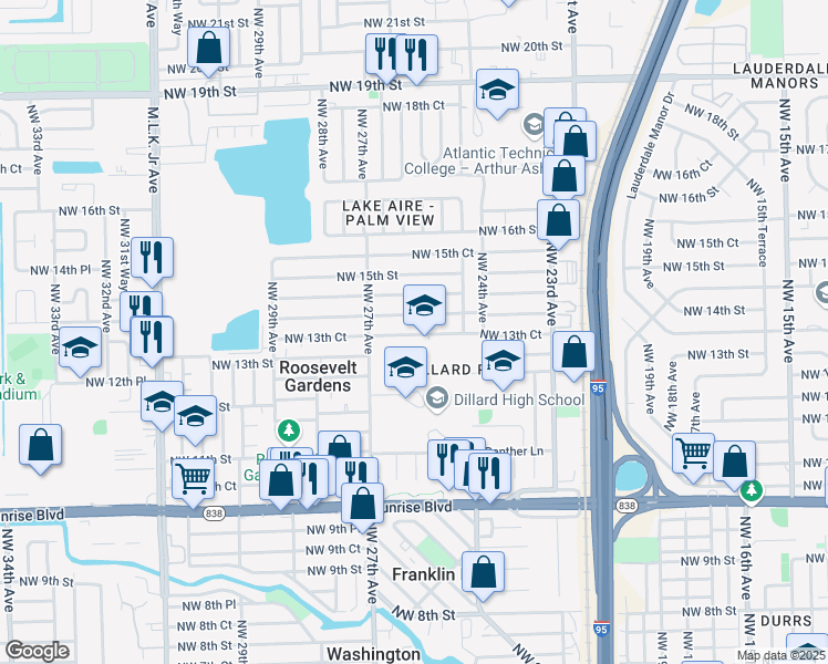 map of restaurants, bars, coffee shops, grocery stores, and more near in Wilton Manors