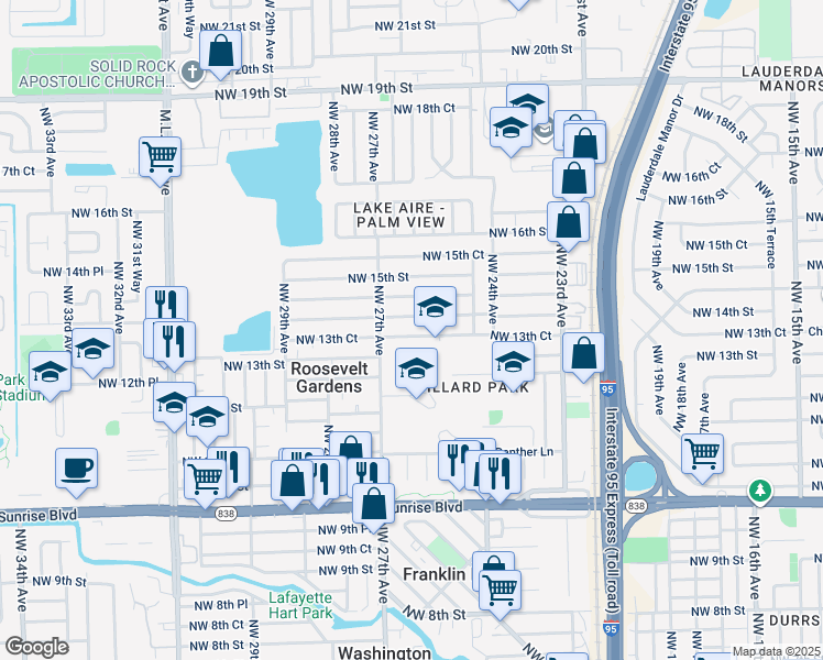 map of restaurants, bars, coffee shops, grocery stores, and more near 2657 Northwest 13th Court in Fort Lauderdale