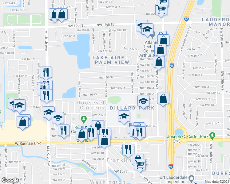 map of restaurants, bars, coffee shops, grocery stores, and more near 2657 Northwest 13th Court in Fort Lauderdale